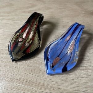 Vintage hand blown glass pendants set of two